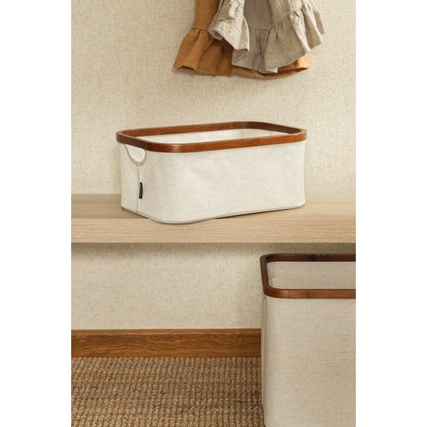 Scatola color crema in tessuto 38x26x16 cm Bamboo/Linen – Bigso-image-1