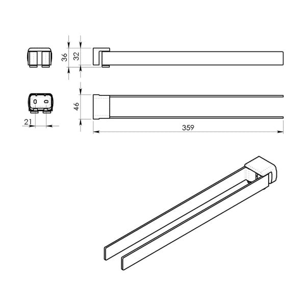 Porta asciugamani a parete in metallo color oro Pirenei - Sapho-image-1