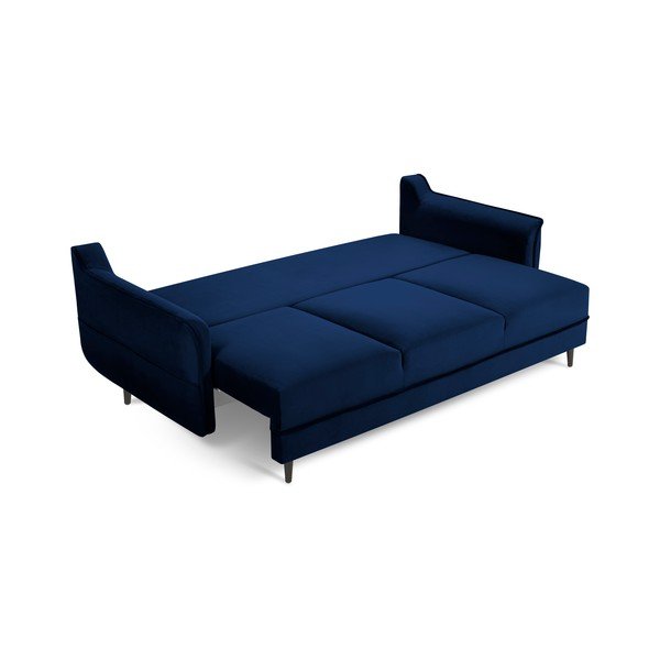 Divano letto in velluto blu Basso - Kooko Home-image-2