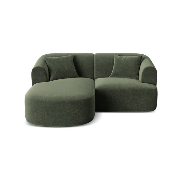 Divano angolare verde (con penisola a sinistra/con chaise lounge) con rivestimento in velluto Campi – Cosmopolitan Design