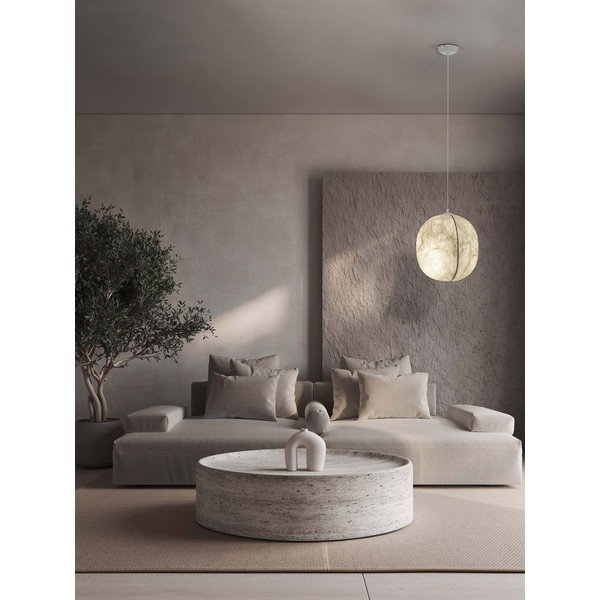Lampadario bianco in metallo con paralume in tessuto ø 42 cm Pierida – Nova Luce-image-1
