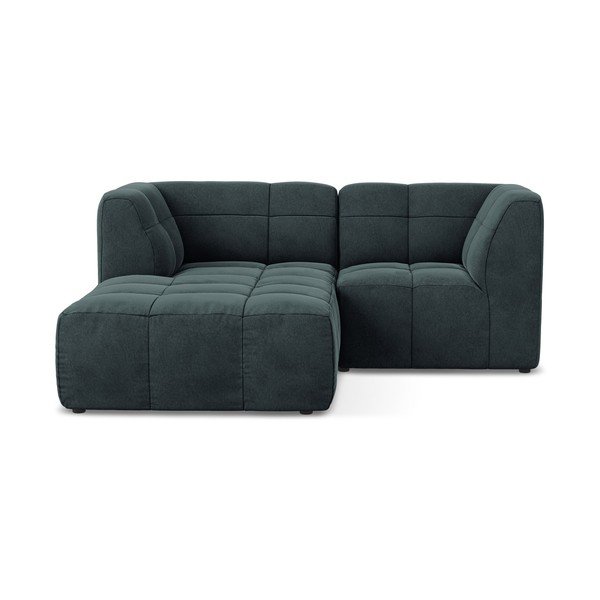 Divano angolare blu (con penisola a sinistra/con chaise lounge) con rivestimento in velluto Aloha – Makamii