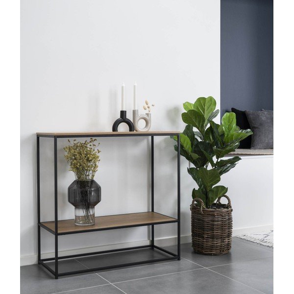 Consolle con piano in rovere decorato in colore naturale 80x36 cm Vita - House Nordic-image-1