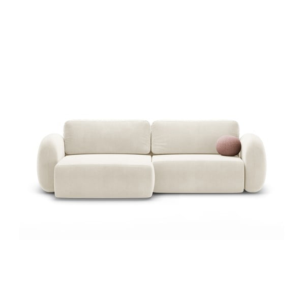 Divano angolare color crema allungabile/con contenitore con rivestimento in velluto Tonale – Cosmopolitan Design