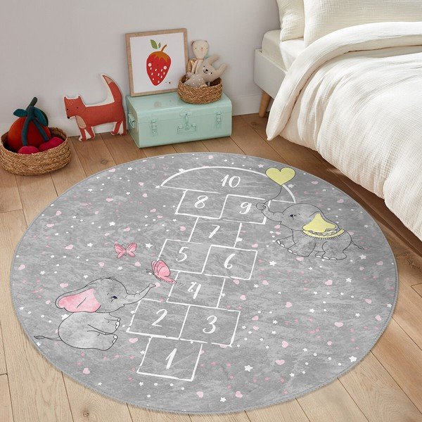 Tappeto grigio per bambini ø 80 cm Comfort - Mila Home-image-4