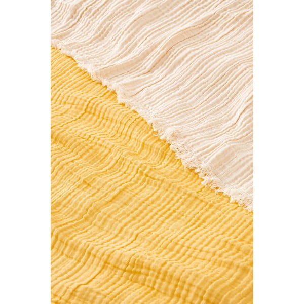 Copriletto in mussola gialla per letto matrimoniale 230x250 cm - Mijolnir-image-1
