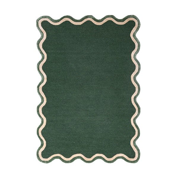 Tappeto verde scuro in misto lana tessuto a mano 200x290 cm Rivo Wool – Flair Rugs