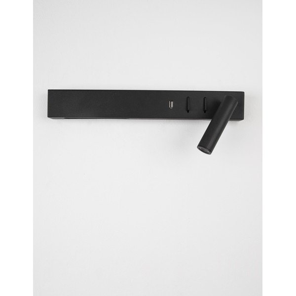 Lampada da parete LED nera opaca in metallo con struttura flessibile/con porta USB Vida – Nova Luce-image-2