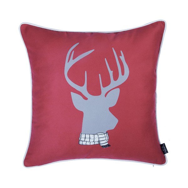 Federa rossa con motivo natalizio Mike & Co. NEW YORK Cervo di miele, 45 x 45 cm - Mike & Co. NEW YORK