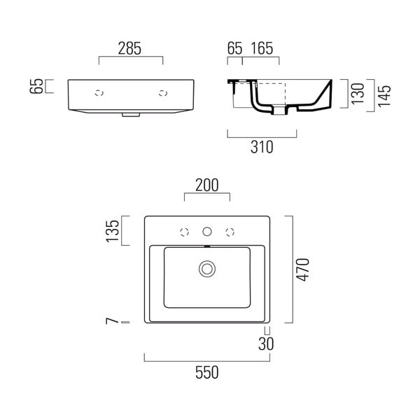 Lavabo bianco in ceramica 55x47 cm Kube X – Sapho-image-2