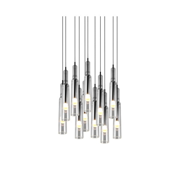 Apparecchio a sospensione LED con paralume in vetro ø 50 cm in nero-argento Lucent - Trio Select-image-4