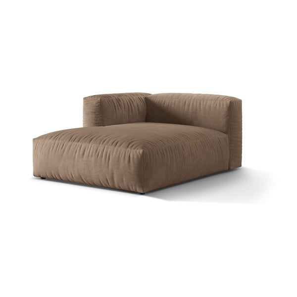 Parte divano componibile marrone chiaro (con penisola a sinistra) con rivestimento in velluto Martina – Micadoni -image-1