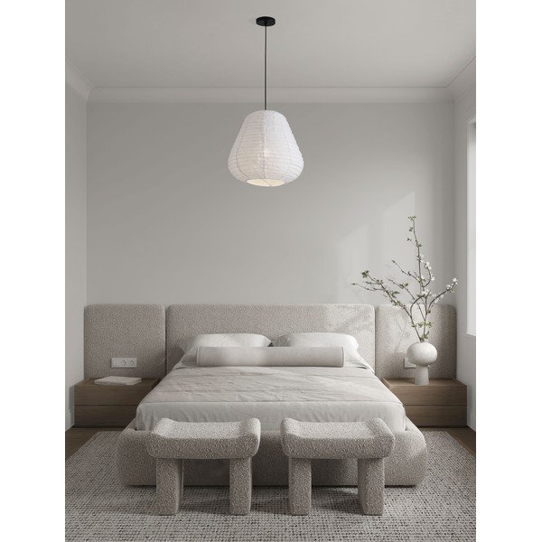 Lampadario bianco in lino ø 50 cm Linnet – Nova Luce-image-1
