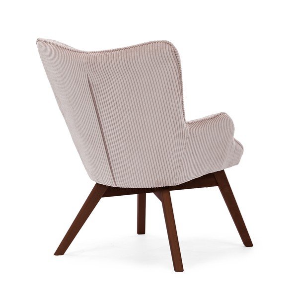 Poltrona rosa chiaro con rivestimento in velluto a coste Niko – Ropez-image-3