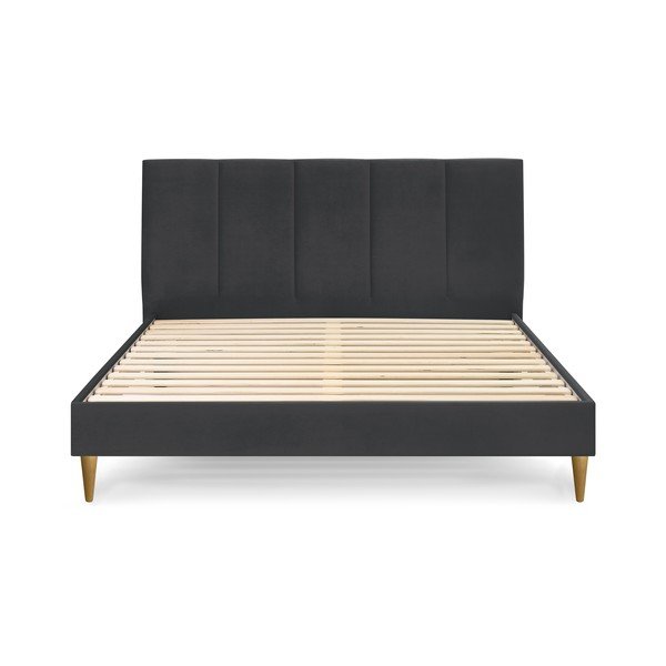 Letto matrimoniale imbottito antracite con griglia 180x200 cm Vivara - Bobochic Paris-image-2