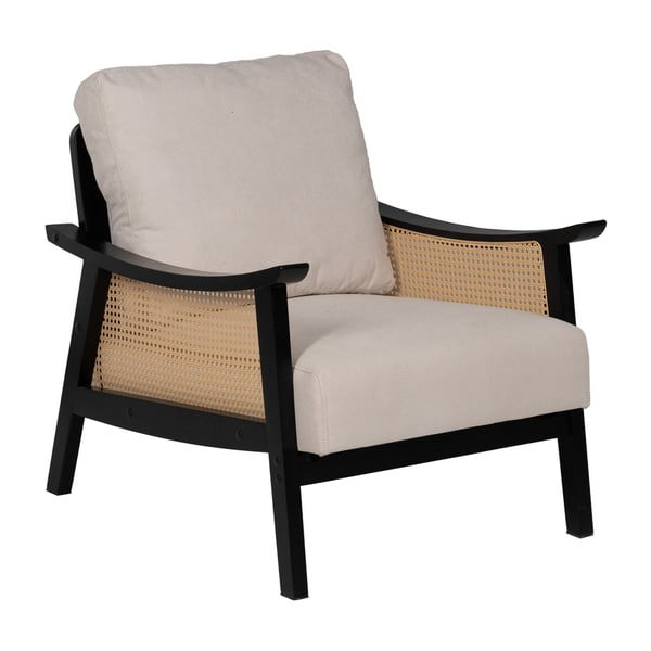 Poltrona nera e beige in rattan - Ixia