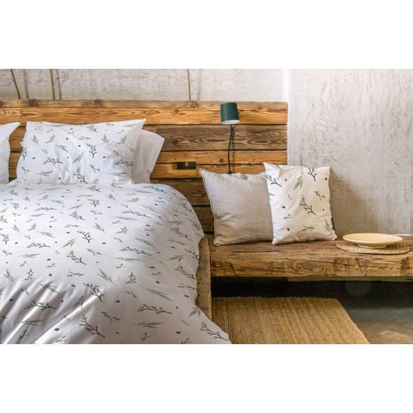 Biancheria da letto singola in cotone sateen bianco 140x200 cm Delicate Green - Butter Kings-image-1