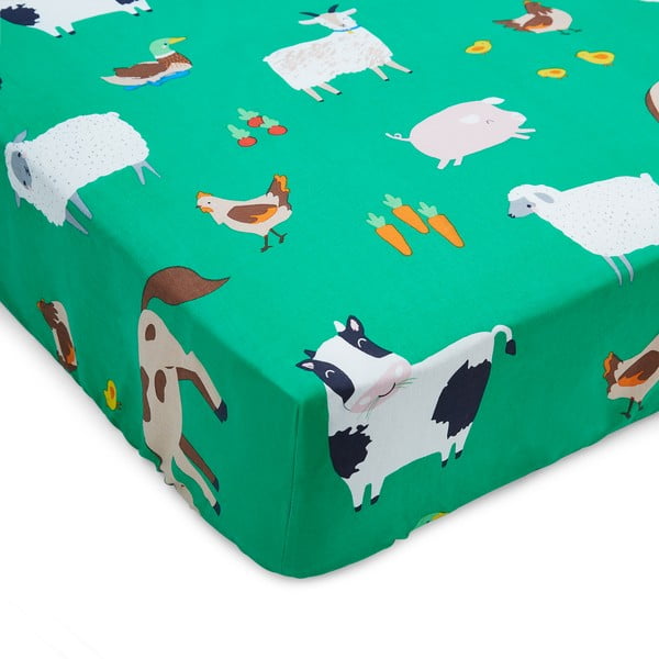 Lenzuolo con angoli per bambini verde per culla 70x140 cm Farmyard Animals – Catherine Lansfield