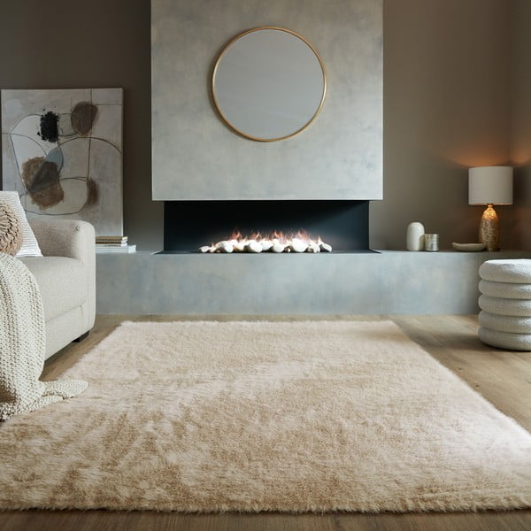Tappeto in pelliccia sintetica beige 80x150 cm Alpine Faux Fur - Flair Rugs-image-1
