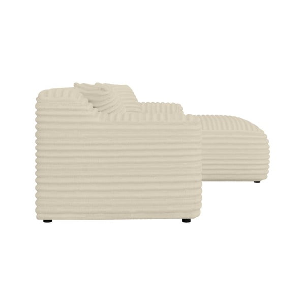 Divano angolare beige (con penisola a destra e chaise lounge) rivestito in velluto a coste Martin – Ropez-image-3