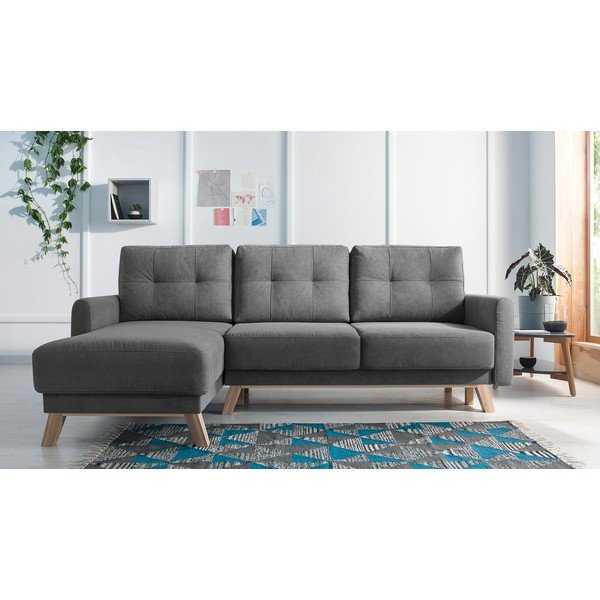 (II. qualità) Divano letto grigio scuro Balio, angolo sinistro - Bobochic Paris-image-1