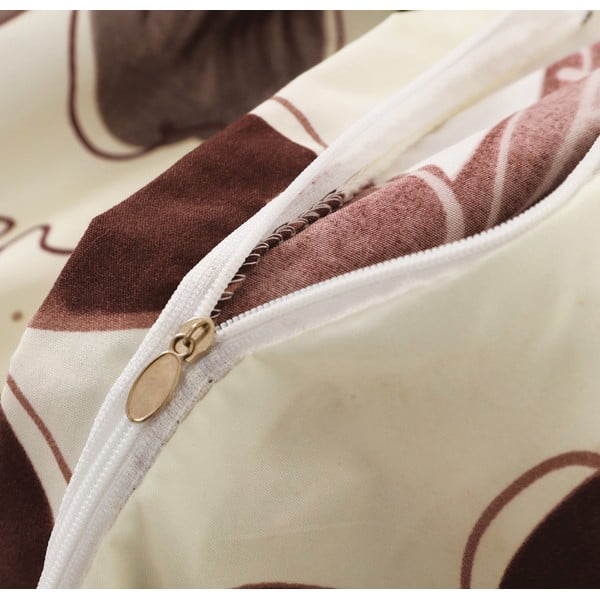 Biancheria da letto singola in microsatin marrone/crema 140x200 cm in set da 6 Scarlet - My House-image-1