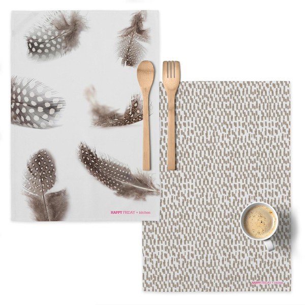 Set di 2 asciugamani da cucina in cotone, 70 x 50 cm Light - Happy Friday Basic