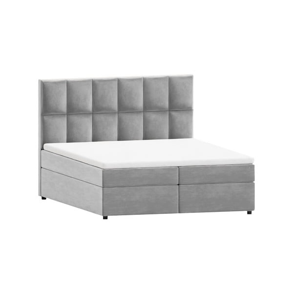 Letto matrimoniale imbottito grigio con spazio contenitivo 160x200 cm Flip - Ropez