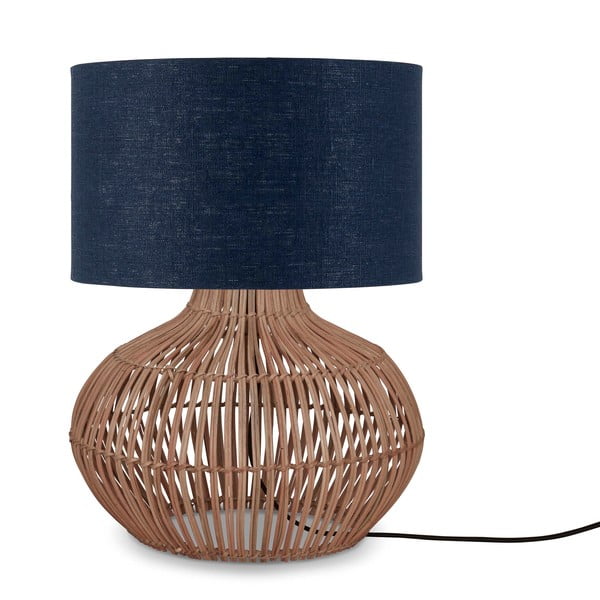 Lampada da tavolo con paralume in tessuto di colore blu scuro-naturale (altezza 48 cm) Kalahari - Good&Mojo