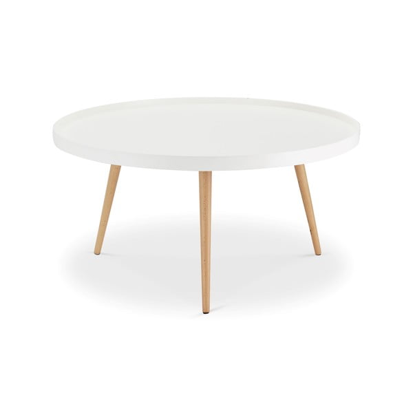 Tavolino bianco con gambe in faggio, Ø 90 cm Opus - Furnhouse