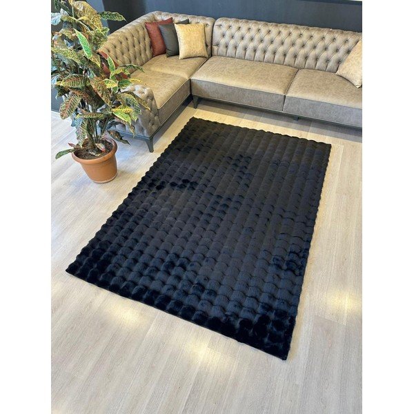 Tappeto nero lavabile 150x230 cm Bubble Black - Mila Home-image-3