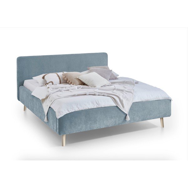 Letto matrimoniale imbottito azzurro rete non inclusa 160x200 cm Mattis – Meise Möbel-image-4
