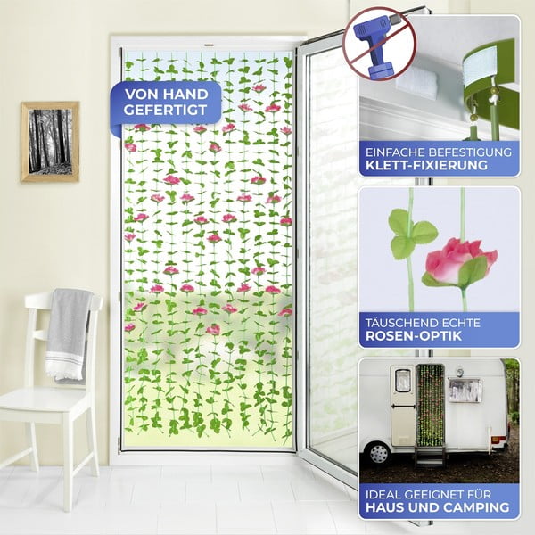 Tenda rossa/verde alla porta 90x190 cm Roses – Maximex-image-4