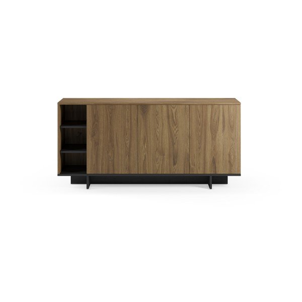 Armadietto nero/di colore naturale con effetto rovere 170x80x40 cm Cequoia – Marckeric