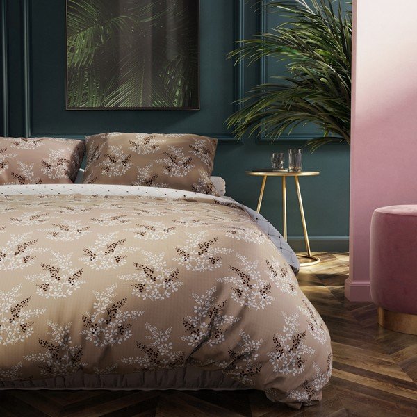 Lenzuolo singolo in microfibra beige-marrone Hypnosis Calluna, 220 x 155 cm - DecoKing-image-1