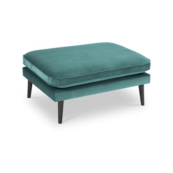 Sgabello in velluto blu petrolio con gambe nere Lento - Kooko Home-image-2