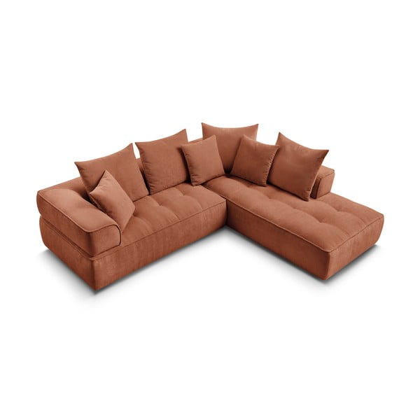 Divano angolare color terracotta (penisola a destra/a L) con rivestimento in ciniglia Whesley – Bobochic Paris-image-4