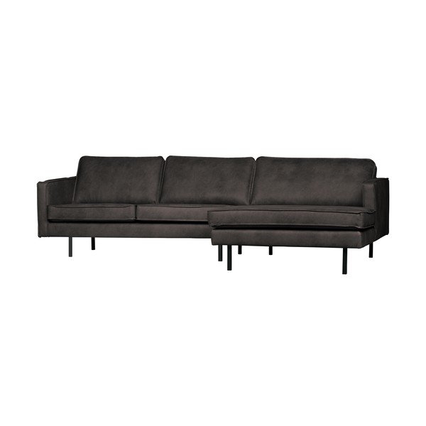 Divano angolare grigio (con penisola a destra/con chaise lounge) con rivestimento in finta pelle Rodeo – WOOOD-image-2
