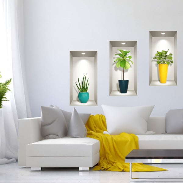 Set di 3 adesivi murali 3D Piante del Sud - Ambiance