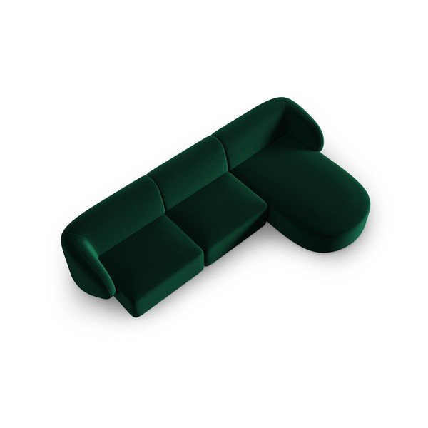 Divano angolare verde (con penisola a destra/con chaise lounge) con rivestimento in velluto Paolo – Milo Casa-image-2