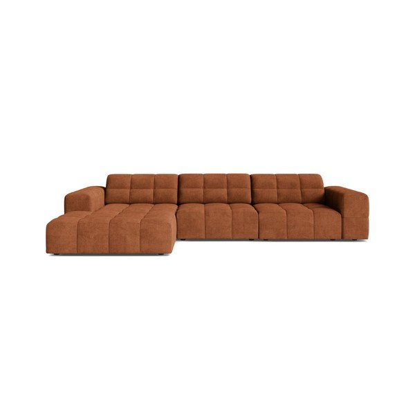 Divano angolare color terracotta (con penisola a sinistra/con chaise lounge) con rivestimento in ciniglia Chicago – Cosmopolitan Design