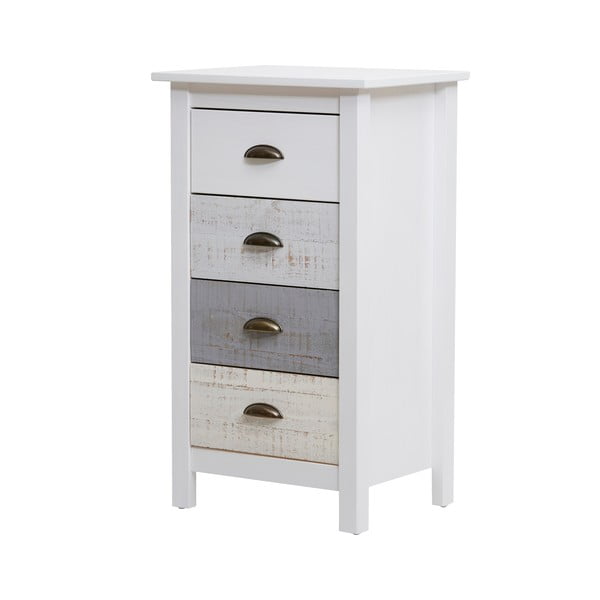 Cassettiera alta bianca e grigia con 4 cassetti , 46 x 80 cm Romantica - Marckeric-image-3
