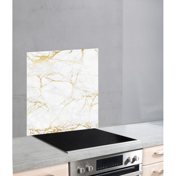 Rivestimento in vetro per stufa in marmo bianco-oro, 70 x 60 cm - Wenko