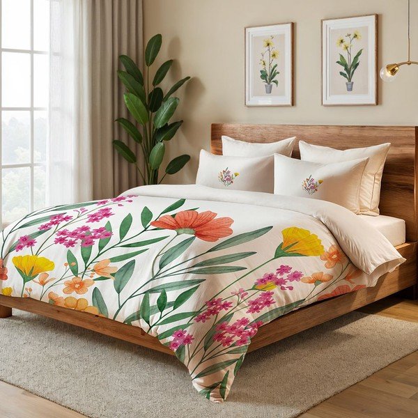 Set copripiumino e federa color crema per letto singolo 200x140 cm Clementine – Mijolnir-image-1
