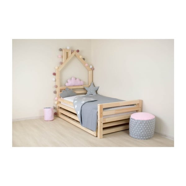 Letto per bambini in abete nero Wally, 80 x 180 cm - Benlemi-image-3