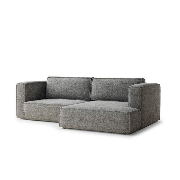 Divano angolare grigio allungabile/con contenitore (con penisola a destra/con chaise lounge) con rivestimento in ciniglia Velto – Maison de Rêve