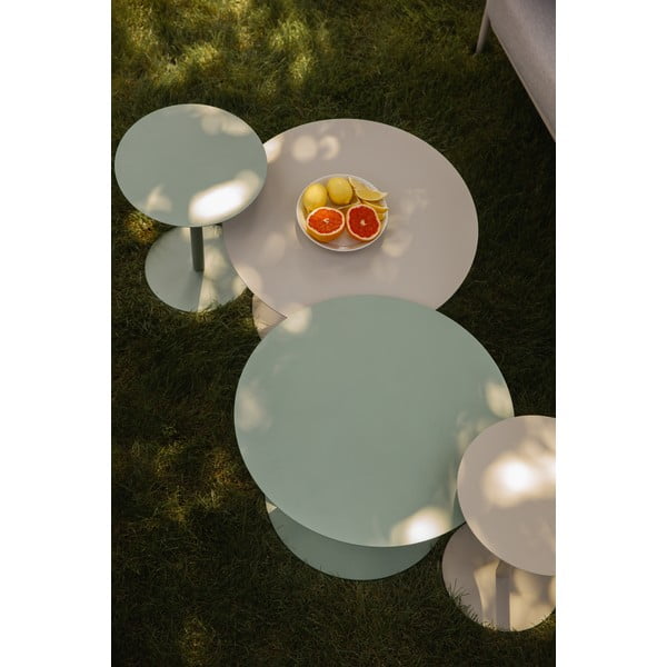 Tavolino da salotto rotondo color crema in acciaio ø 60 cm Snow – Zuiver-image-1