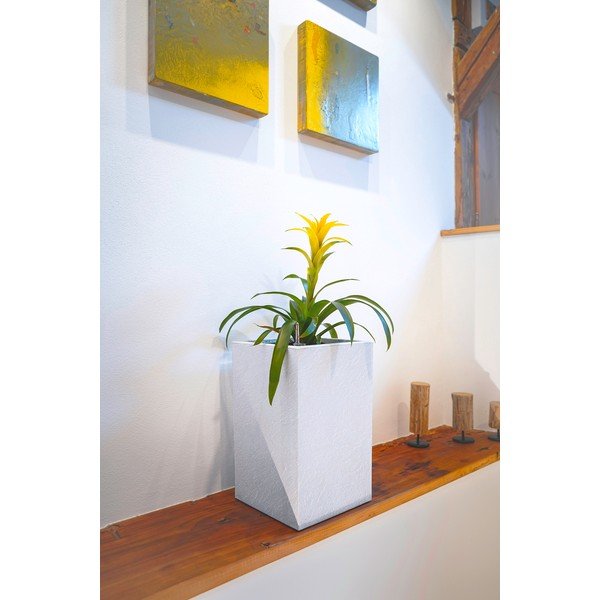 Vaso per fiori in plastica riciclata con sistema di auto-irrigazione Cubico Stone – Flower Lover-image-2