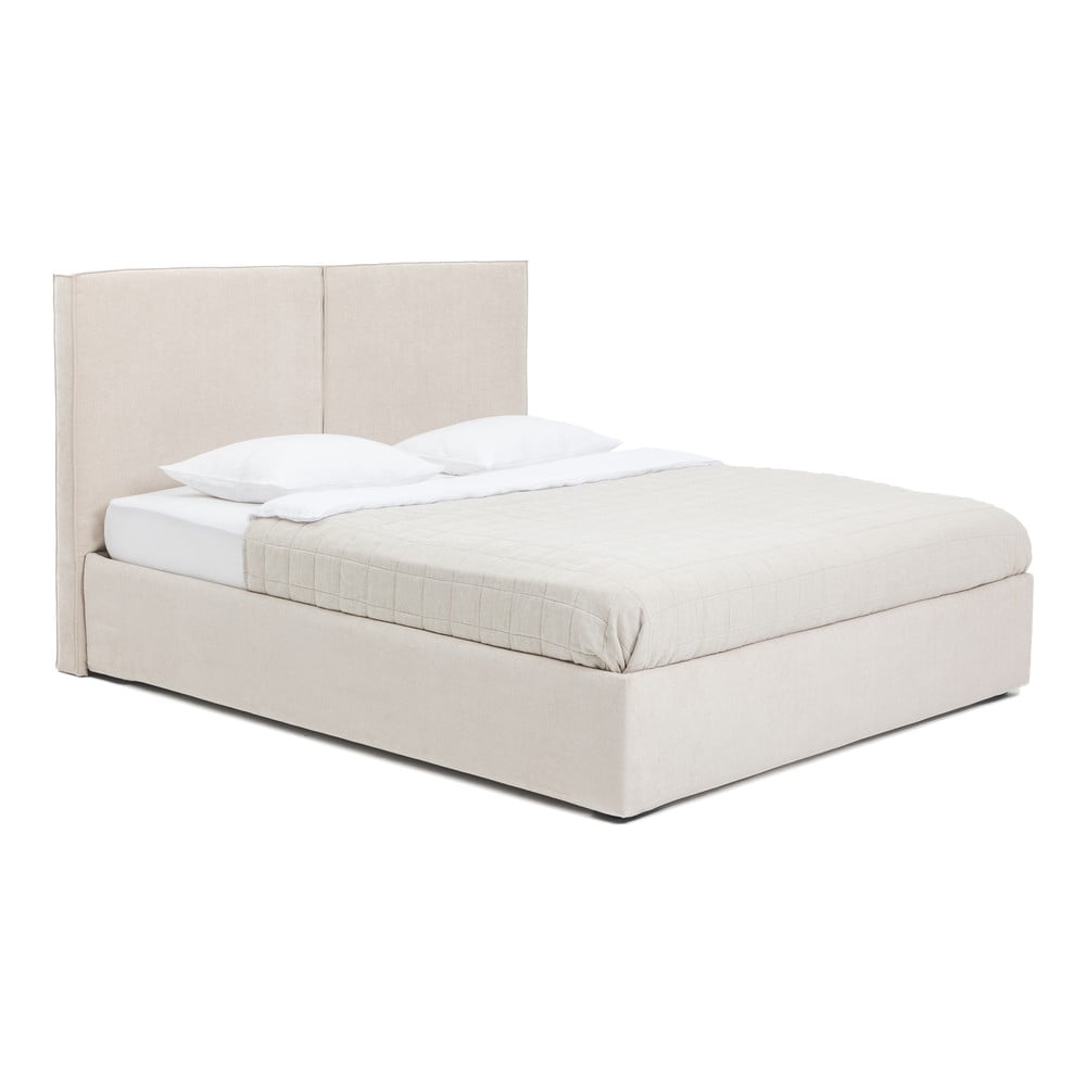 Letto matrimoniale imbottito beige con contenitore con rete inclusa 160x200 cm Thessa Bold – Bonami Selection | Letti matrimoniali
