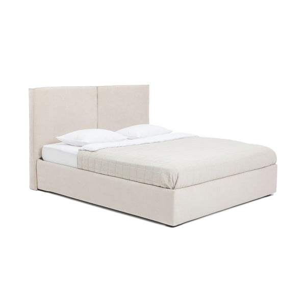 Letto matrimoniale imbottito beige con contenitore con materasso incluso/con rete inclusa 180x200 cm Thessa Bold – Bonami Selection-image-3